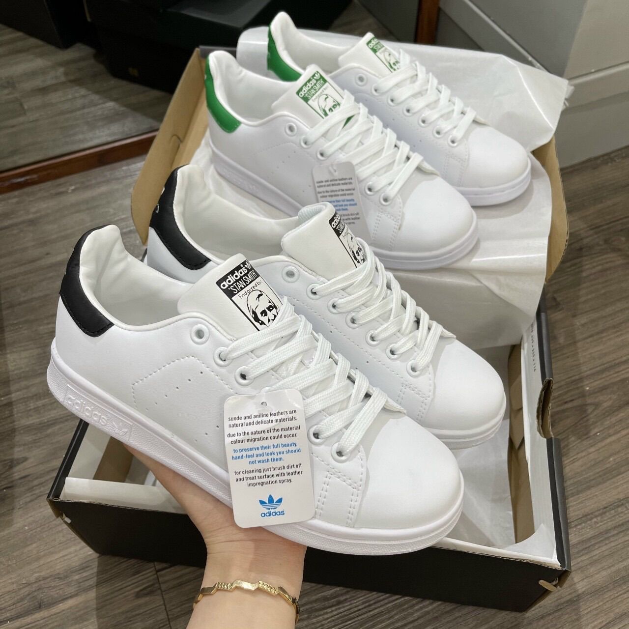 Giầy stan smith xanh đen hàng cao cấp fullbox