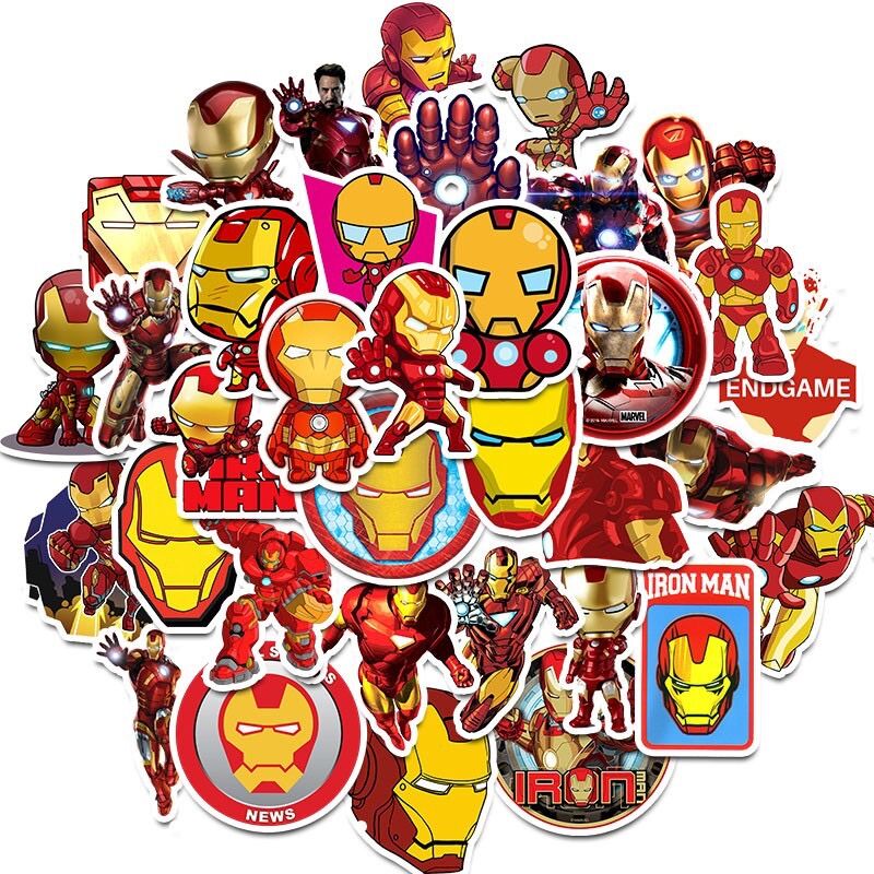 Sticker người sắt iron man 30-60 ảnh ép lụa khác nhau/ hình dán iron man người sắt