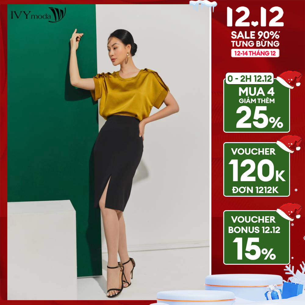 [MUA 2 GIẢM THÊM 10% - FREESHIP ĐƠN TỪ 599K] Chân váy bút chì xẻ tà trước quyến rũ IVY moda MS 30M6625