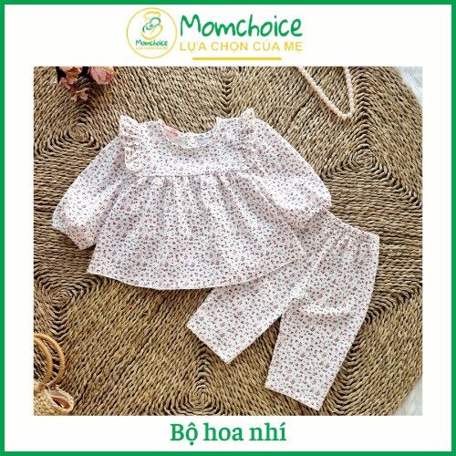 Đồ Bộ Hoa Nhí Bé Gái [MOMCHOICE] Bộ Hoa Nhí Cánh Tiên Cho Bé Yêu Từ 3kg-18kg Chất Thô Cara Cao Cấp.