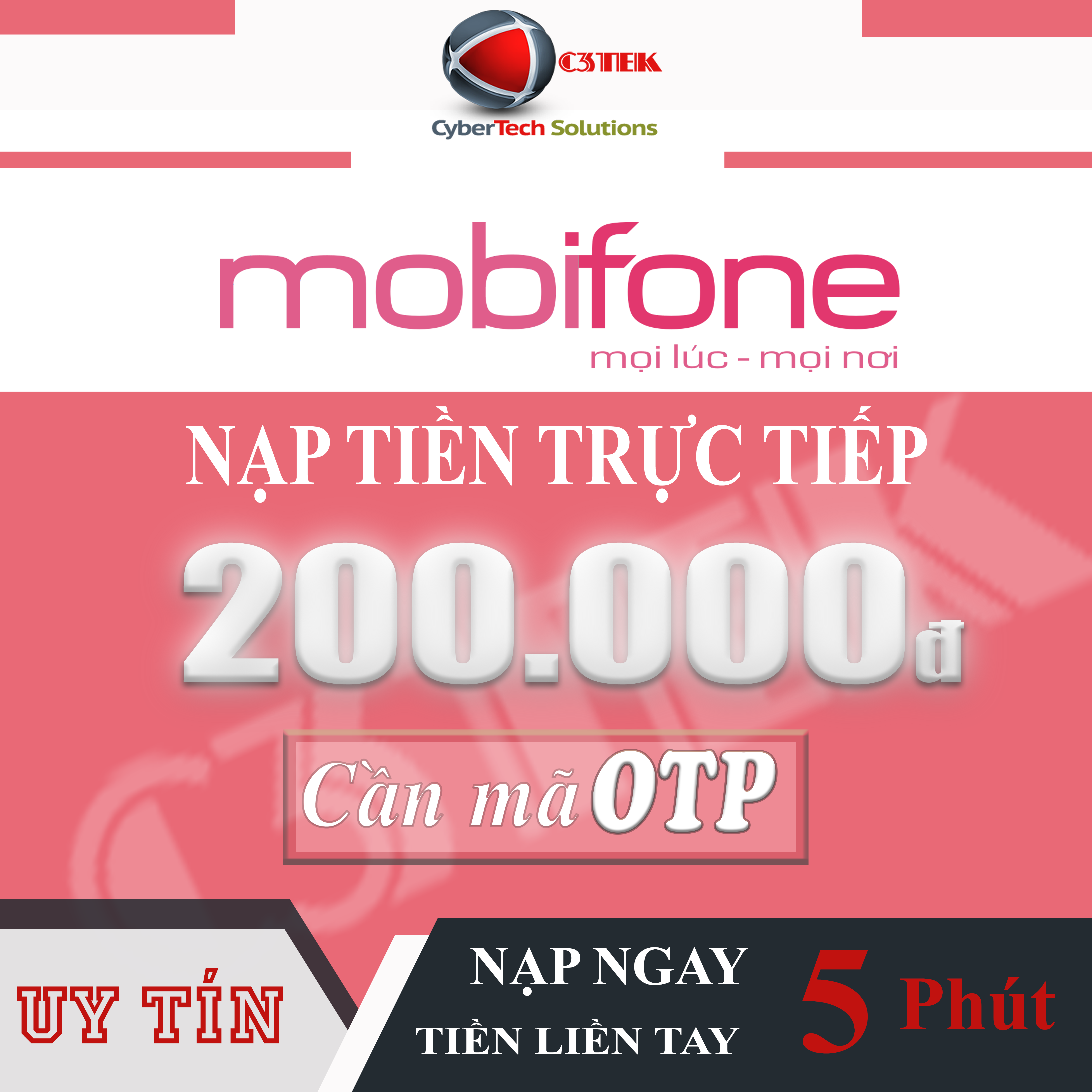 [CẦN OTP] Nạp tiền MOBIFONE 200K - Nạp trực tiếp cần cung cấp OTP