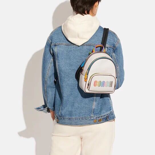 Balo Coach mini Court Whith Rainbow unisex