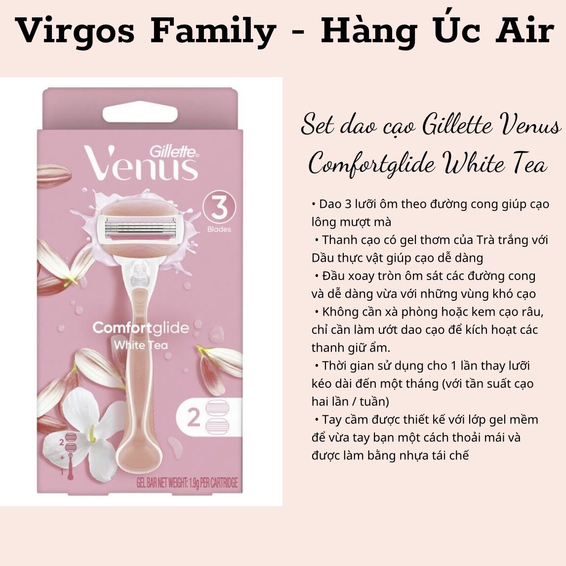 Set cạo lông Gillette Venus cho nữ các loại - Bill Úc