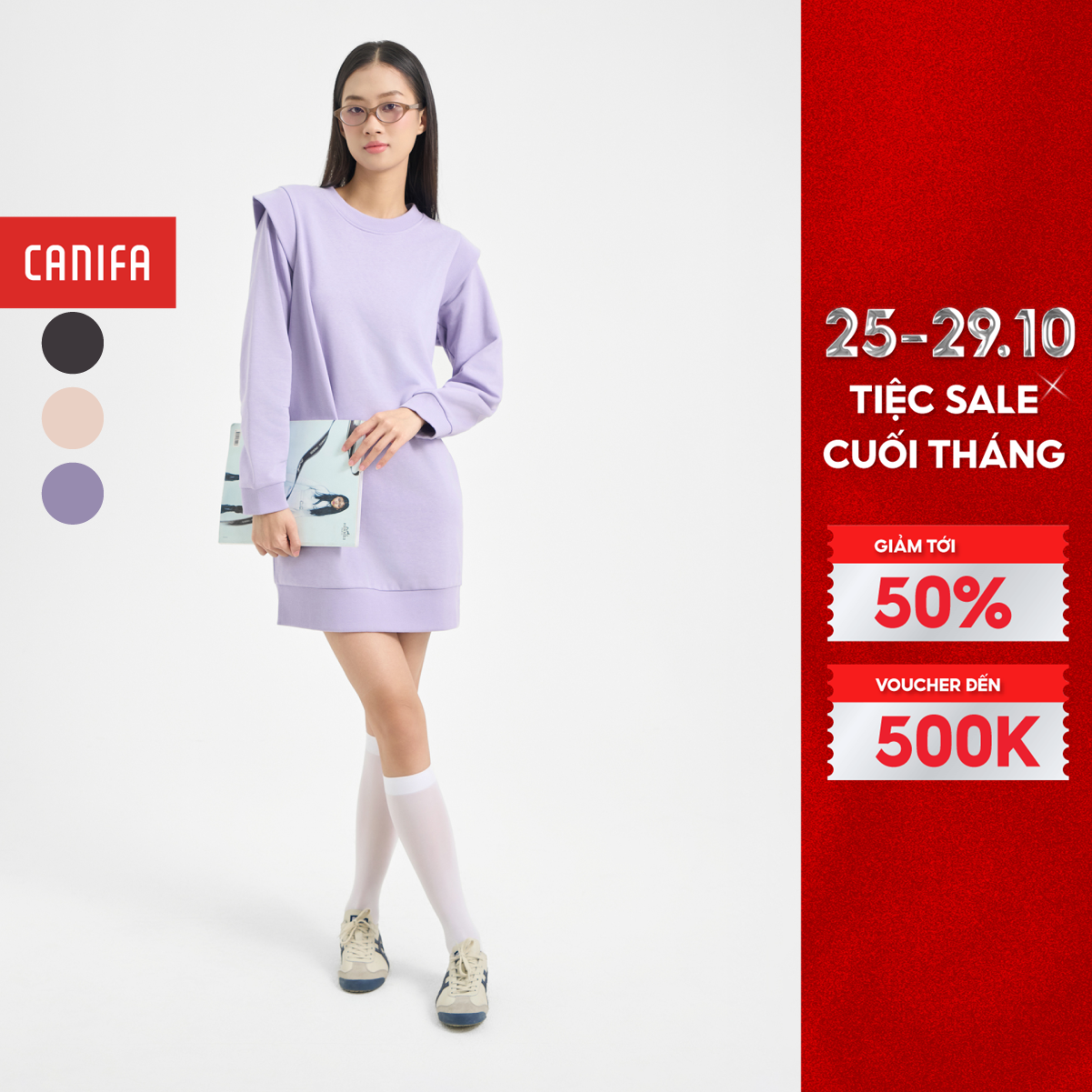 Váy liền nữ CANIFA dáng suông ngắn trên gối 6DS24W012