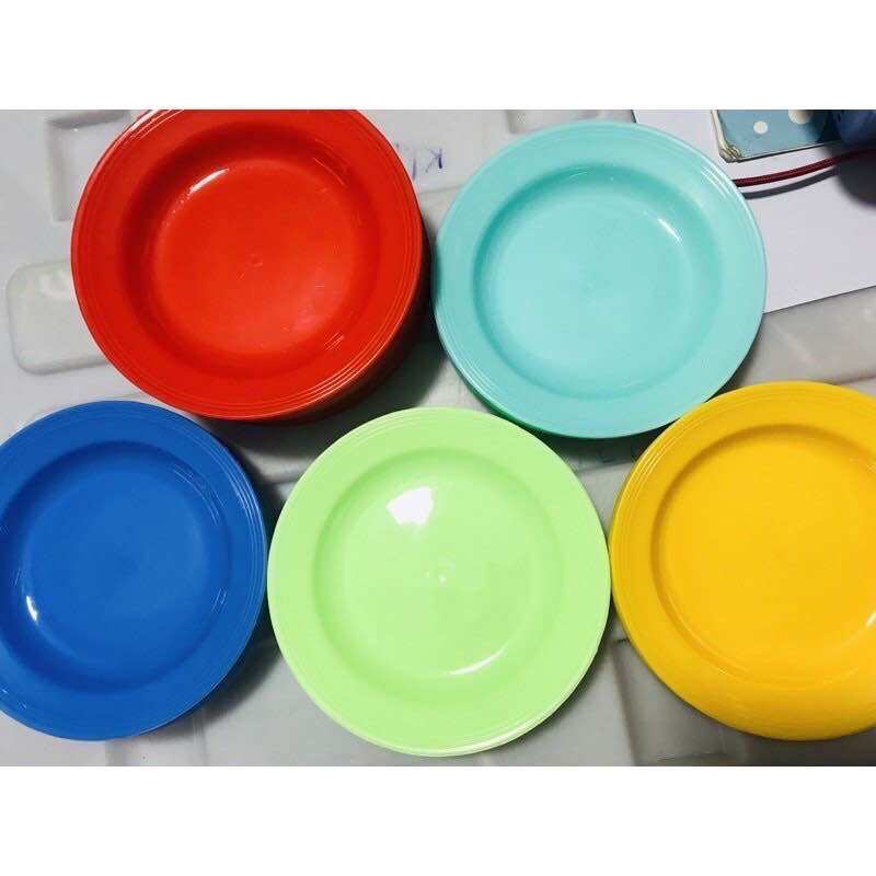💝 Set 5 Dĩa Nhựa Dẻo, Nhiều Màu, Size Lớn Đại (Rộng 25cm)