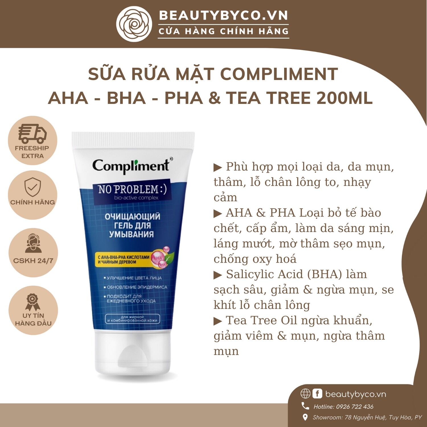 Sữa rửa mặt Compliment No Problem Salicylic acid 3in1 200ml