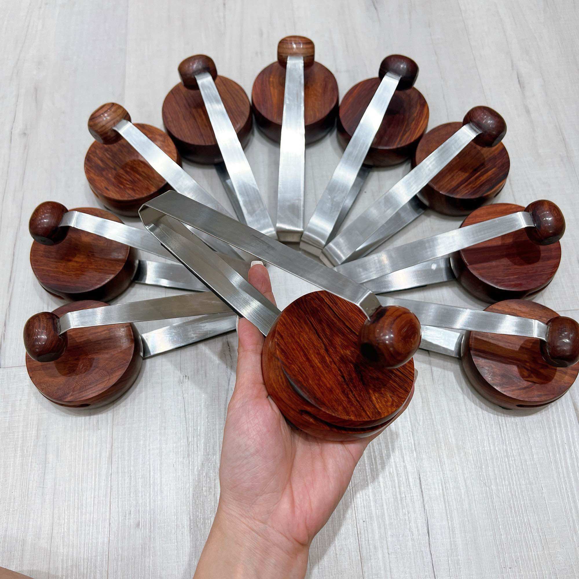 [HCM] SONG LANG/ SONG LOAN TRÒN GỖ CẨM CẦN THÉP KHÔNG GỈ SIZE NHỎ- 7.5cm