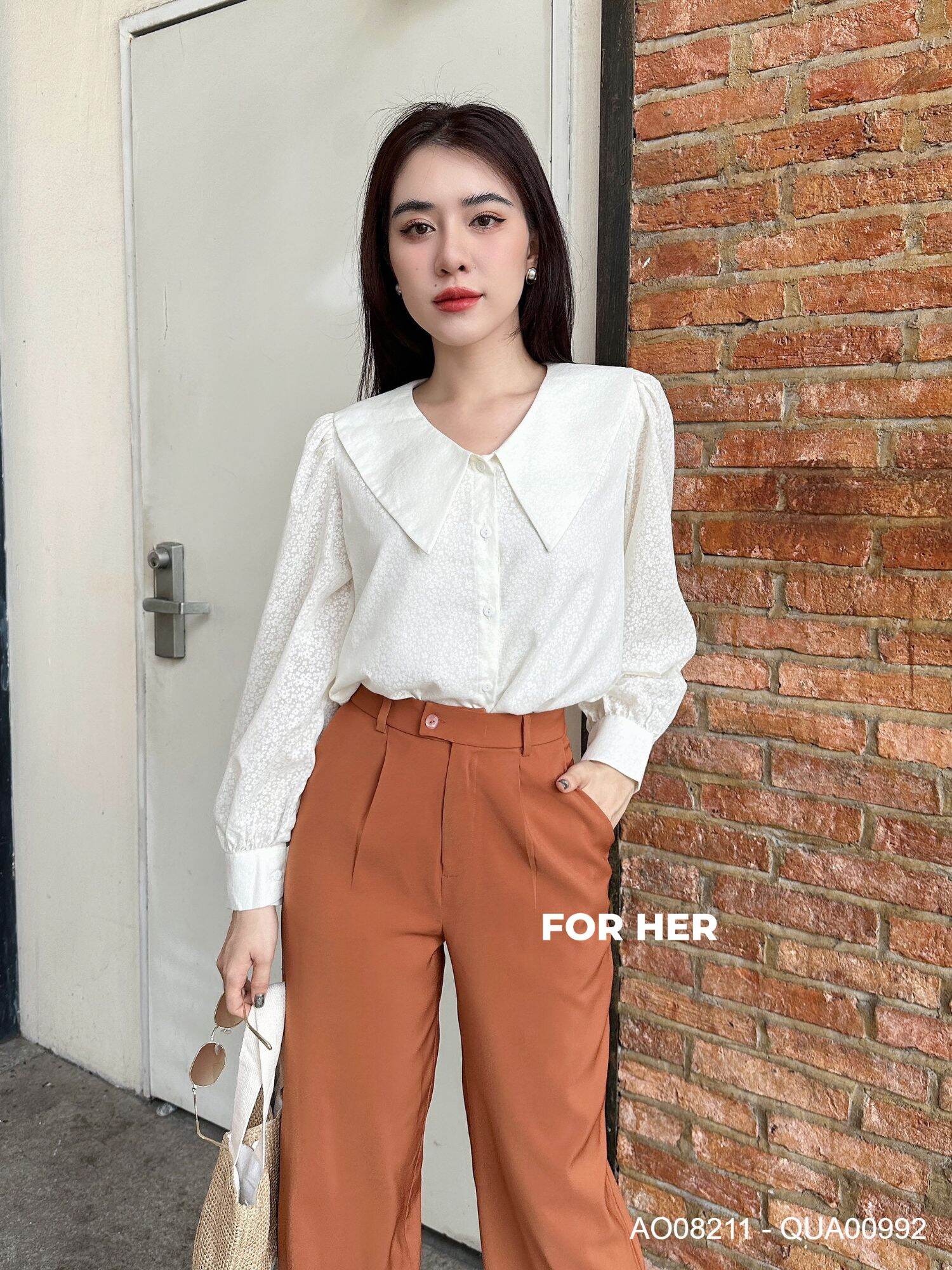 ÁO SƠ MI KIỂU NỮ CỔ NHỌN NỮ CÔNG SỞ FOR HER AO0821
