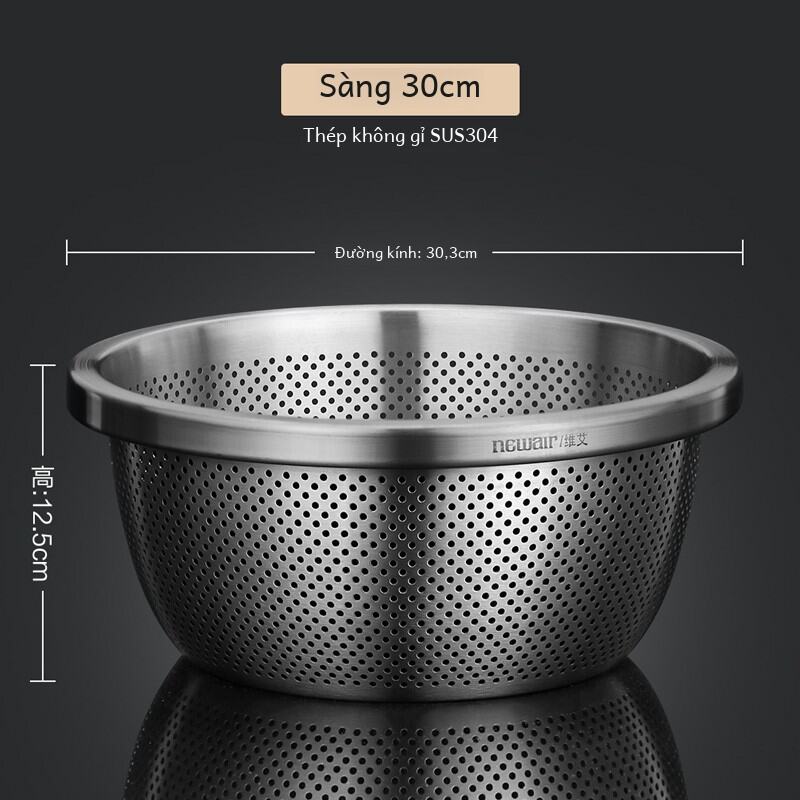 Bồn Rửa Đồ Ăn Bằng Thép Không Gỉ 304 Bồn Rửa Rau Củ Baskets Rây Nước Bồn Rửa Trái Cây Dụng Cụ Nhà Bếp Cấp Thực Phẩm Bồn Rửa Gạo