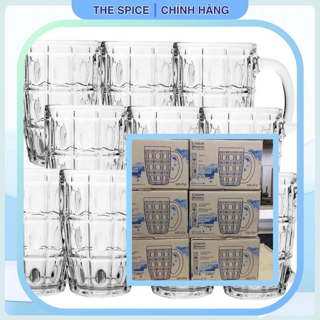 Bộ 6 ly thuỷ tinh uống bia có quai UNION GLASSWARE THÁI LAN 410ml
