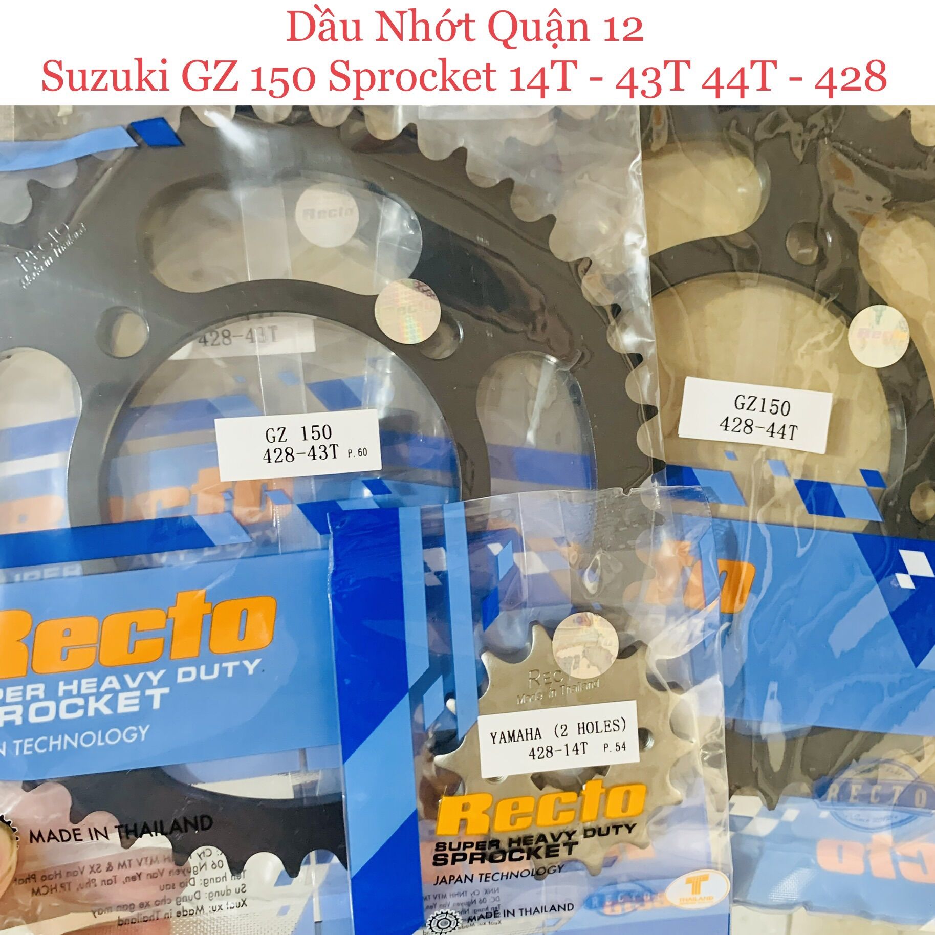 Suzuki gz150 nhông 14t - dĩa 43t 44t recto thailand