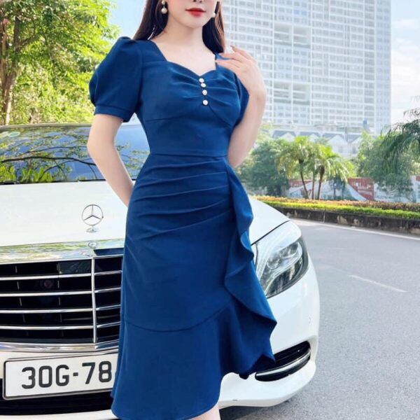 Váy xanh tay bồng