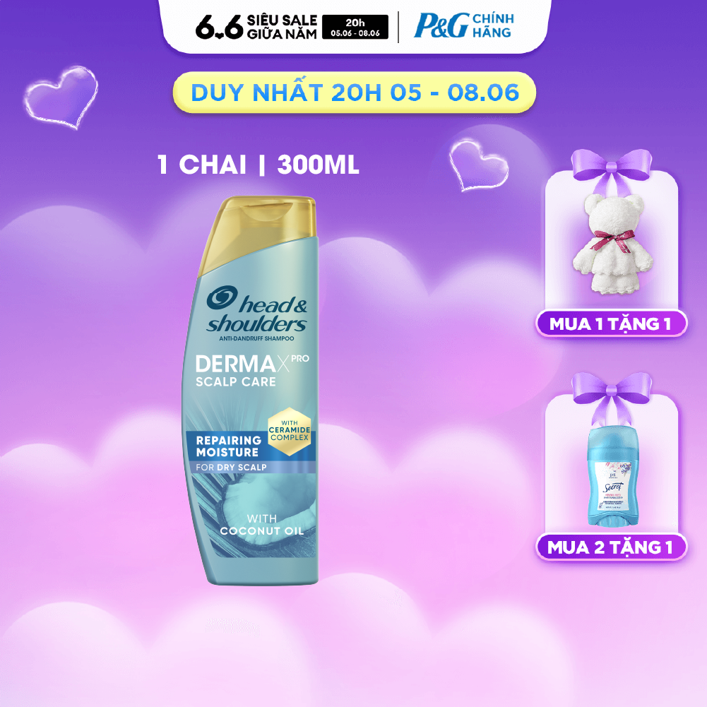 Dầu Gội HS Chuyên Sâu Dermaxpro Scalp Care Repairing Moisture Phục Hồi Dưỡng Ẩm 300ml - Châu Âu