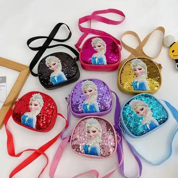 Công Chúa Disney Frozen 2 Elsa Sofia Hoạt Hình Túi Đeo Ngang Thời Trang Bé Gái Kim Sa Lấp Lánh Đeo V