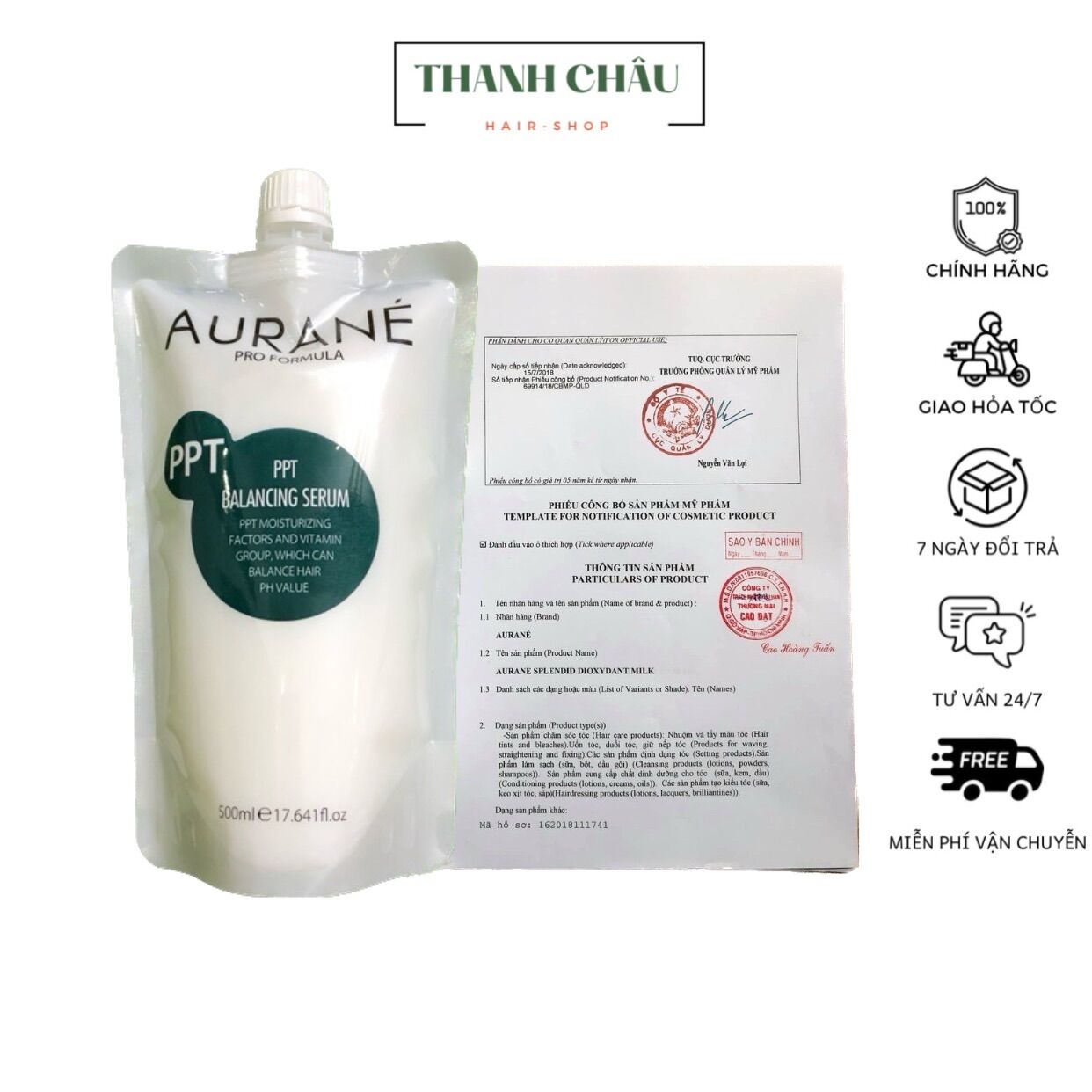 Hấp dầu PPT Aurane Serum cho tóc khô hư tổn 500ml- túi