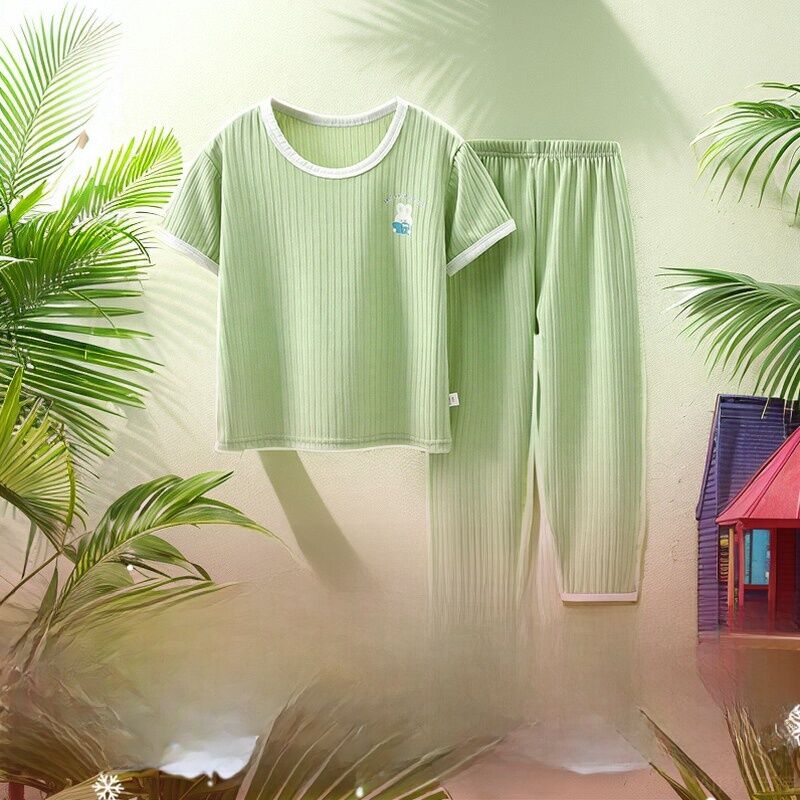 Bộ Đồ Ngủ Tay Ngắn Mùa Hè Cho Trẻ Em Bộ Đồ Mặc Nhà Thoáng Khí Cho Bé Trai Và Bé Gái Quần Áo Trẻ Em Mùa Hè