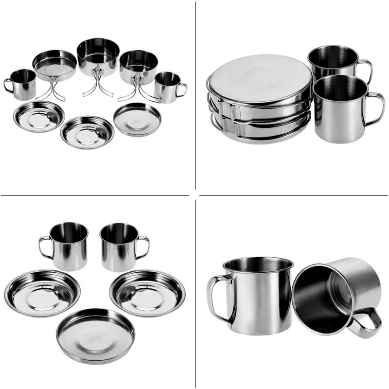 Bộ Nồi Inox 8 Món Combo Cơm Hộp Tiện Mang Theo Du Lịch Ngoài Trời Bộ 6 Món Du Lịch Dã Ngoại Tự Lái Đĩa Cốc Nước