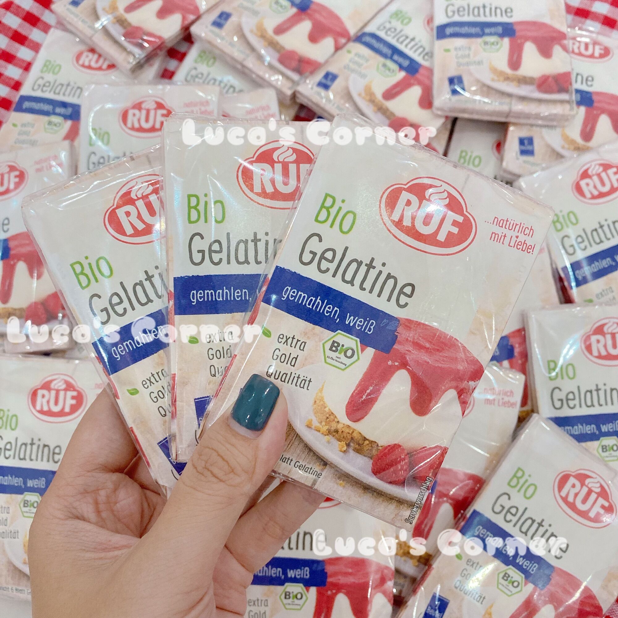 Bột Gelatine hữu cơ Ruf Đức 9g làm pudding/thạch/râu câu món phụ cho bé