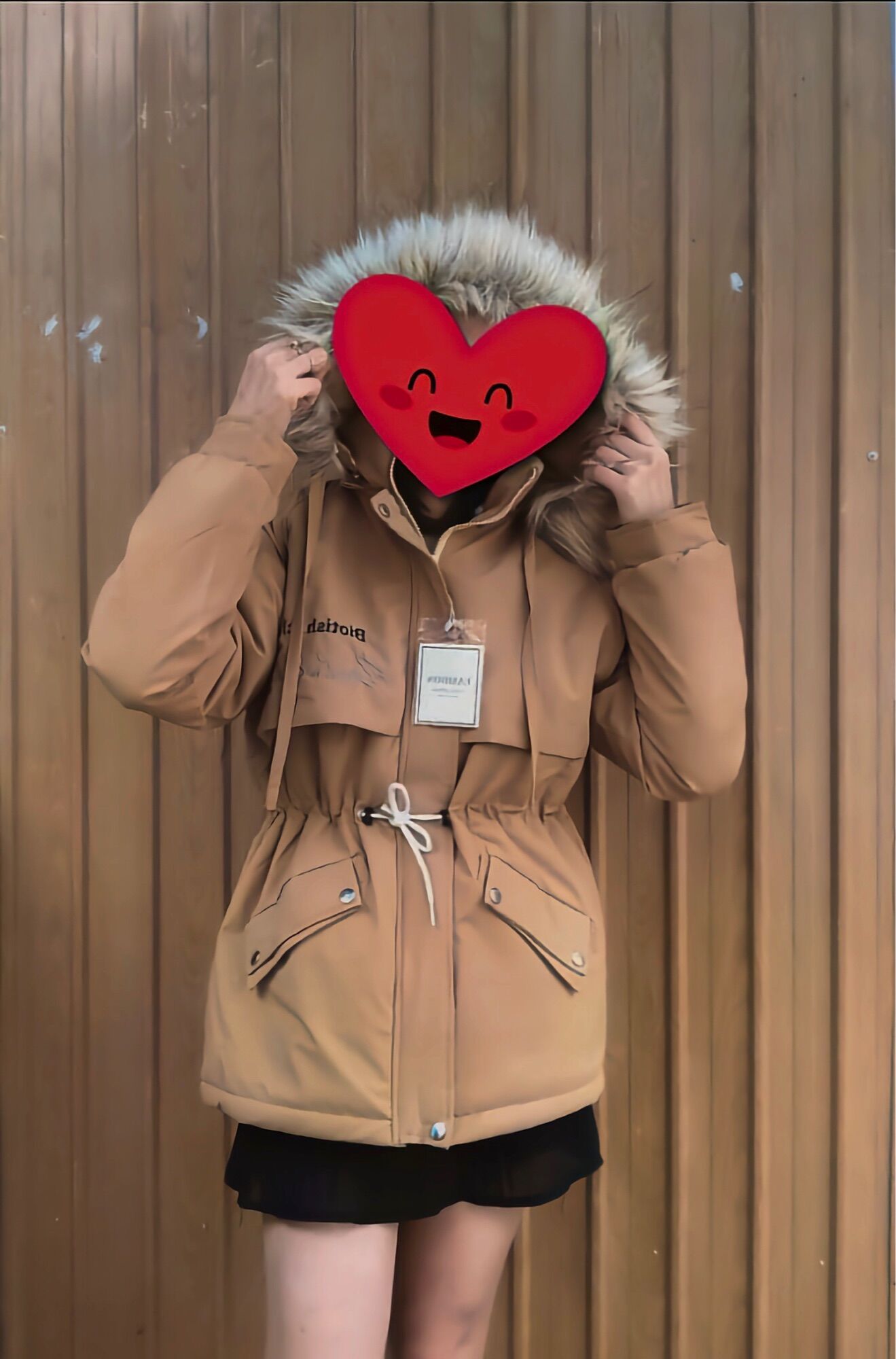 Áo khoác phao parka lót lông mũ lông