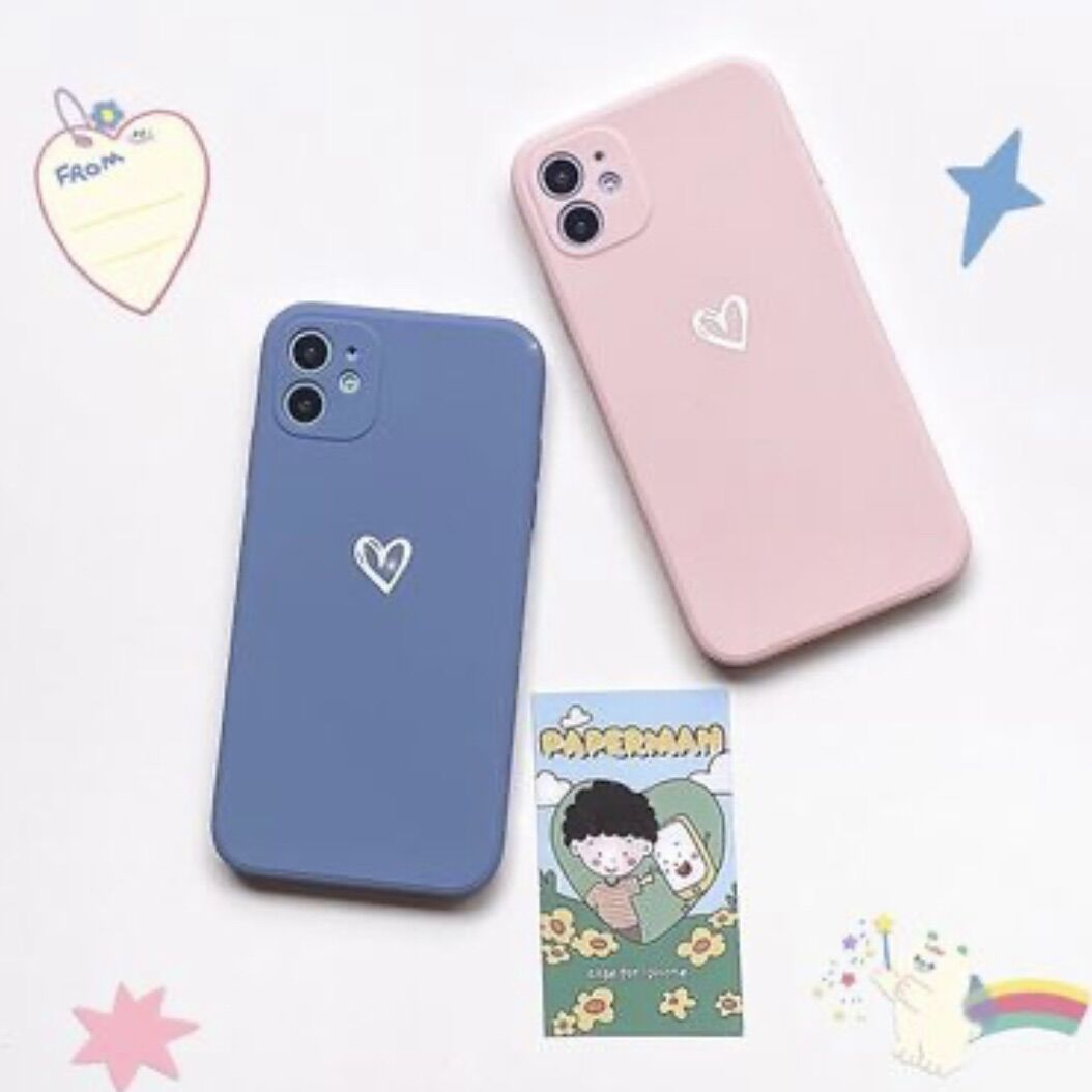 [HCM]Ốp lưng Iphone Full viền Tim Xanh / Hồng