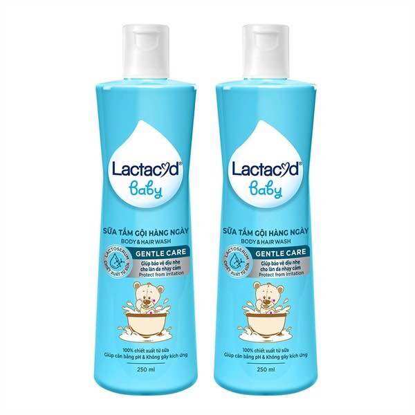 Combo 2 chai Sữa tắm gội hàng ngày Lactacyd Baby GENTLE CARE chai 250ml