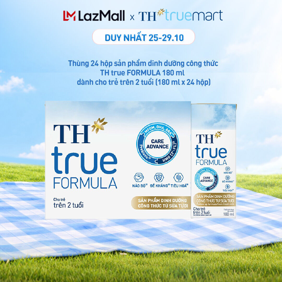 Thùng 24 hộp sản phẩm dinh dưỡng công thức từ sữa tươi dành cho trẻ trên 2 tuổi TH true FORMULA 180 ml (180 ml x 24)