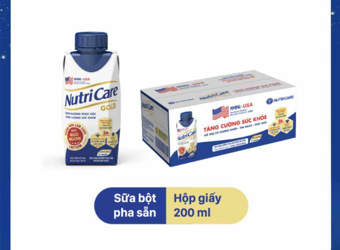 Thùng 18 hộp SỮA DINH DƯỠNG PHA SẴN NUTRICARE GOLD ( hộp 200ml)
