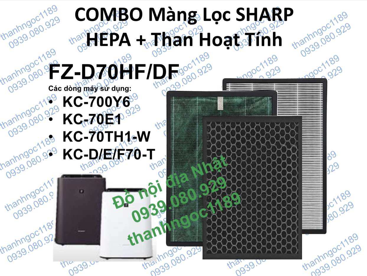 Combo Màng lọc khí Hepa và than Hoạt Tính shap FZ-D70H