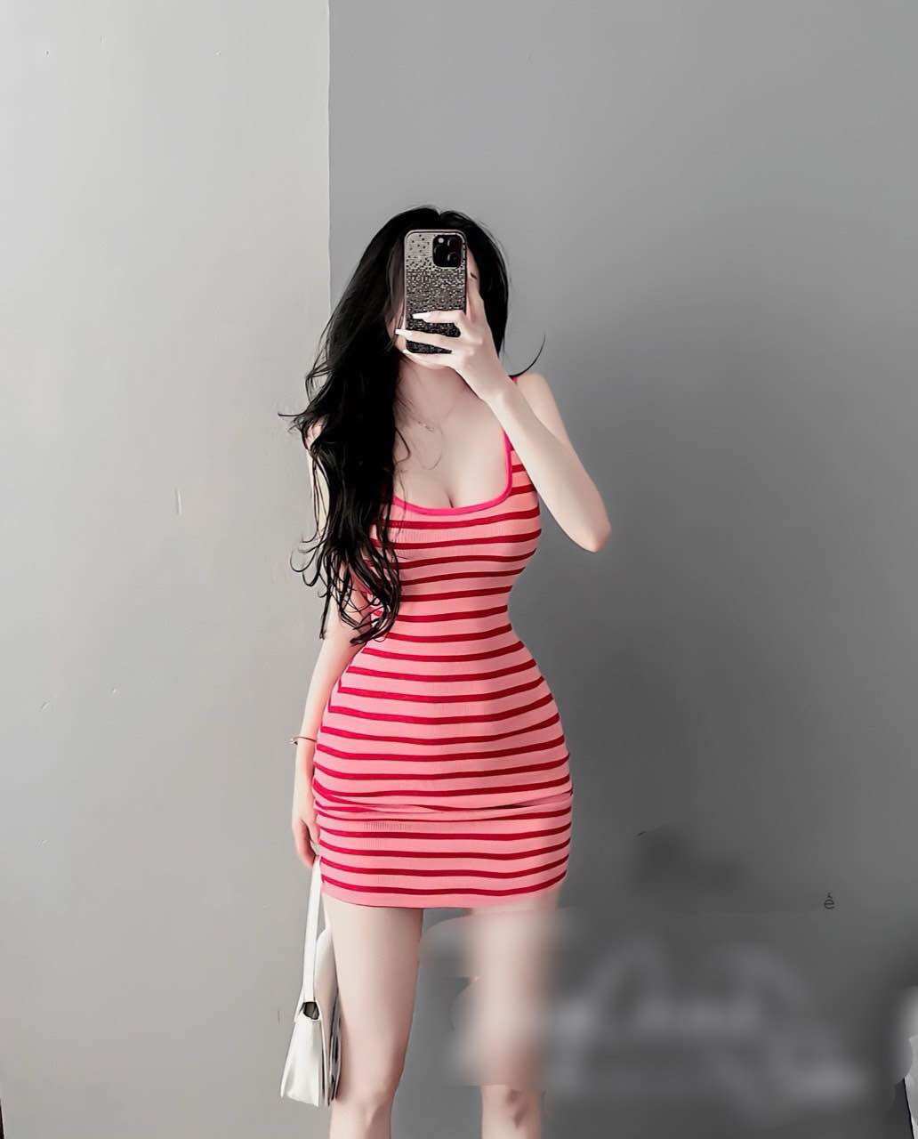 Đầm hai dây body kẻ sọc phom chữ A thời trang hotgirl siêu tôn dáng