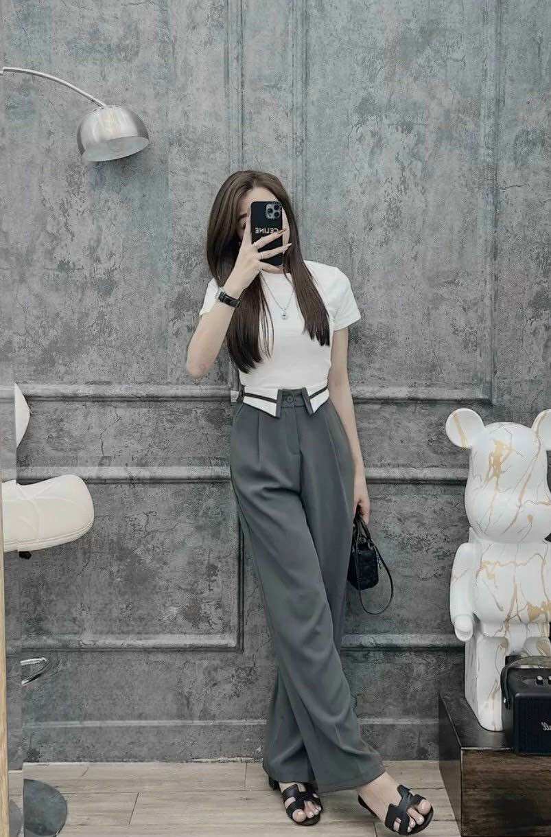 (SHOP BIGSIZE NỮ 50KG ĐẾN 90KG) quần ống rộng lưng viền
