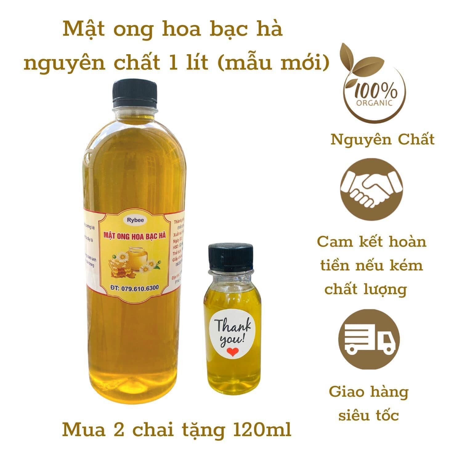 Mật ong hoa bạc hà Hà Giang nguyên chất chai 1 lít