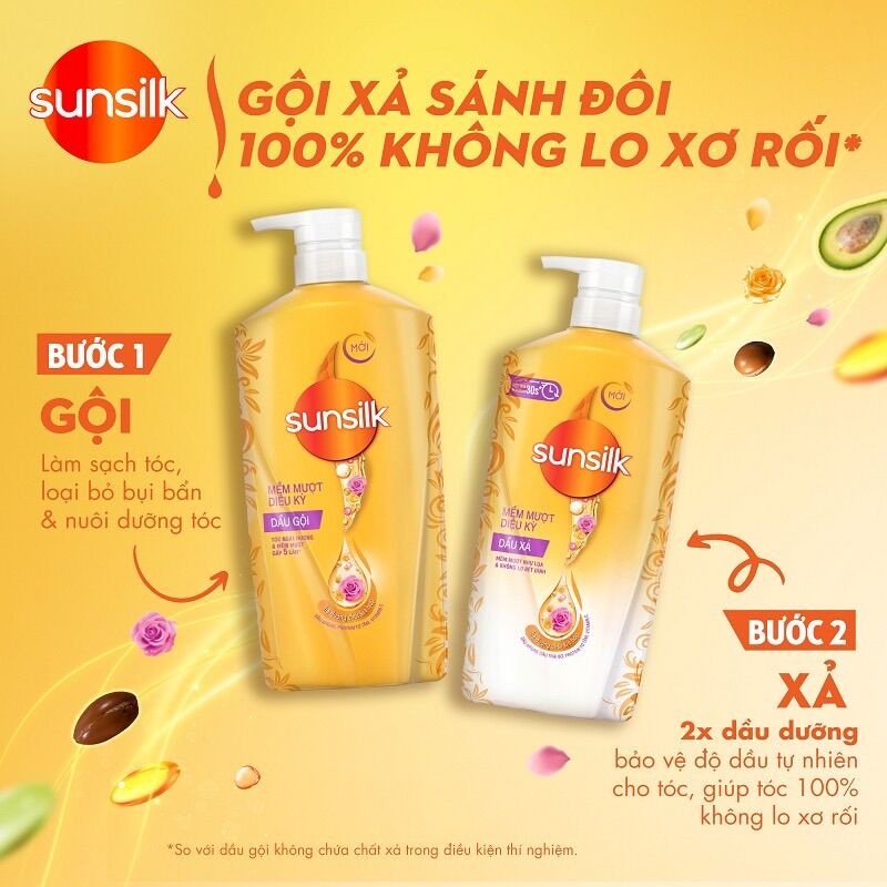 Combo dầu gội sunsilk 650g + dầu xả sunsilk 640g mềm mượt diệu kỳ