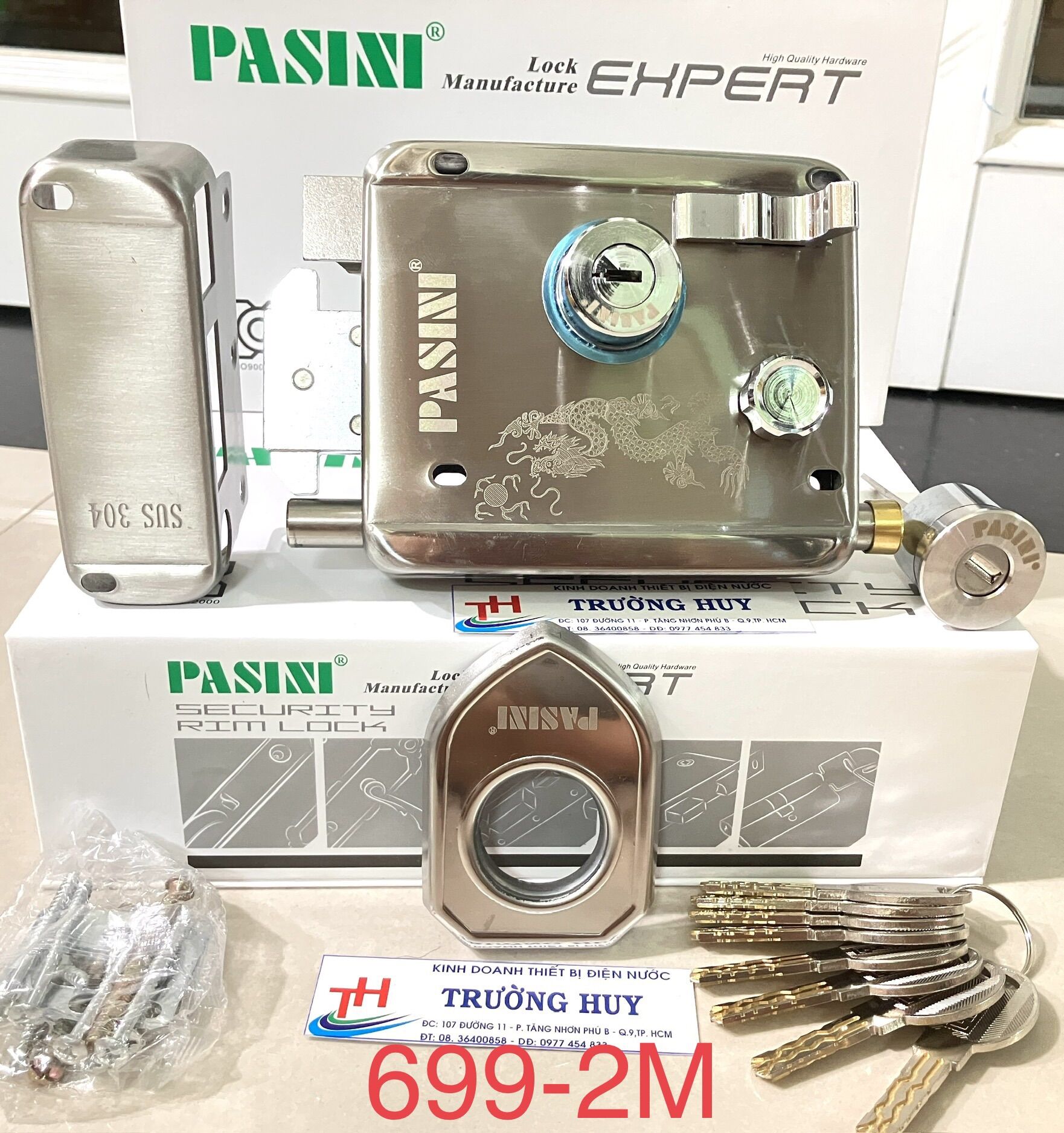 Khoá cổng móc inox sus 304 cao cấp pasini 699-2m phù hợp cửa lùa - bảo hành 12 tháng