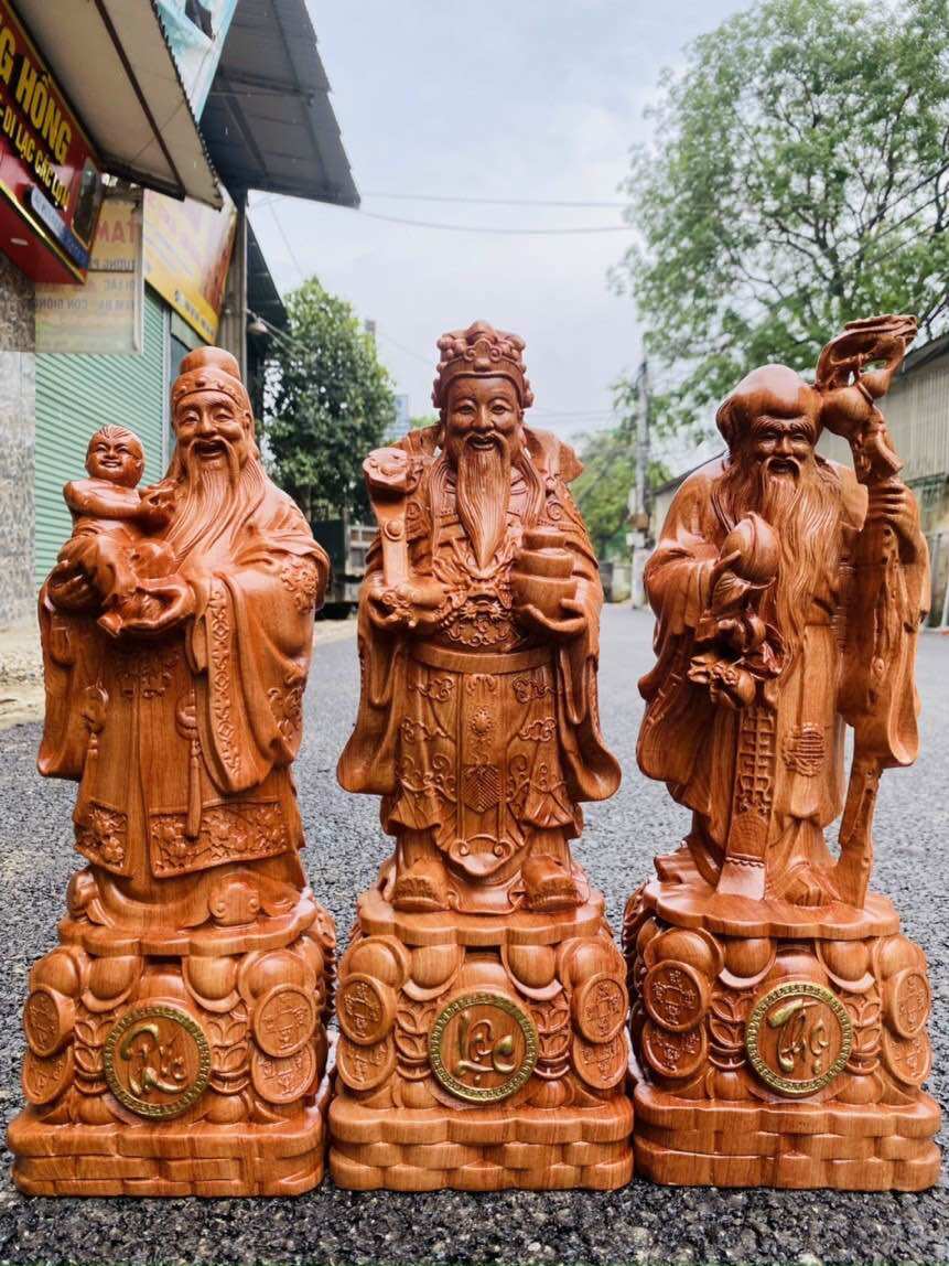 Bộ Tam Đa gỗ Hương liền khối