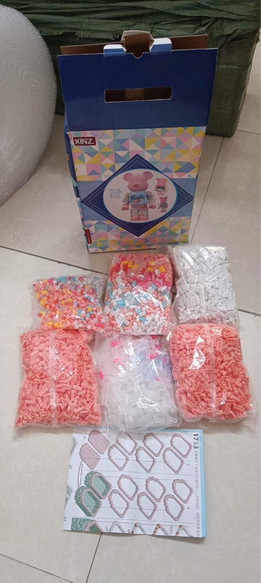 [55CM]mô hình lắp ráp lego bearbrick gấu love