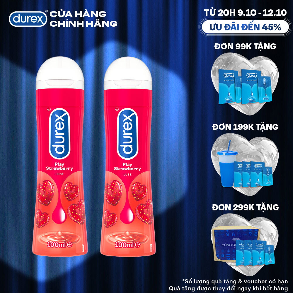[TỪ 20H | 9-12.10 VOUCHER GIẢM THÊM 5%] Bộ 2 Gel bôi trơn Durex Play Strawberry hương dâu 100ml/chai
