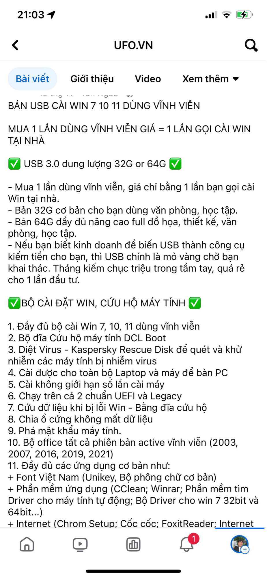 USB cài Win 7 10 11 full phần mềm đi kèm