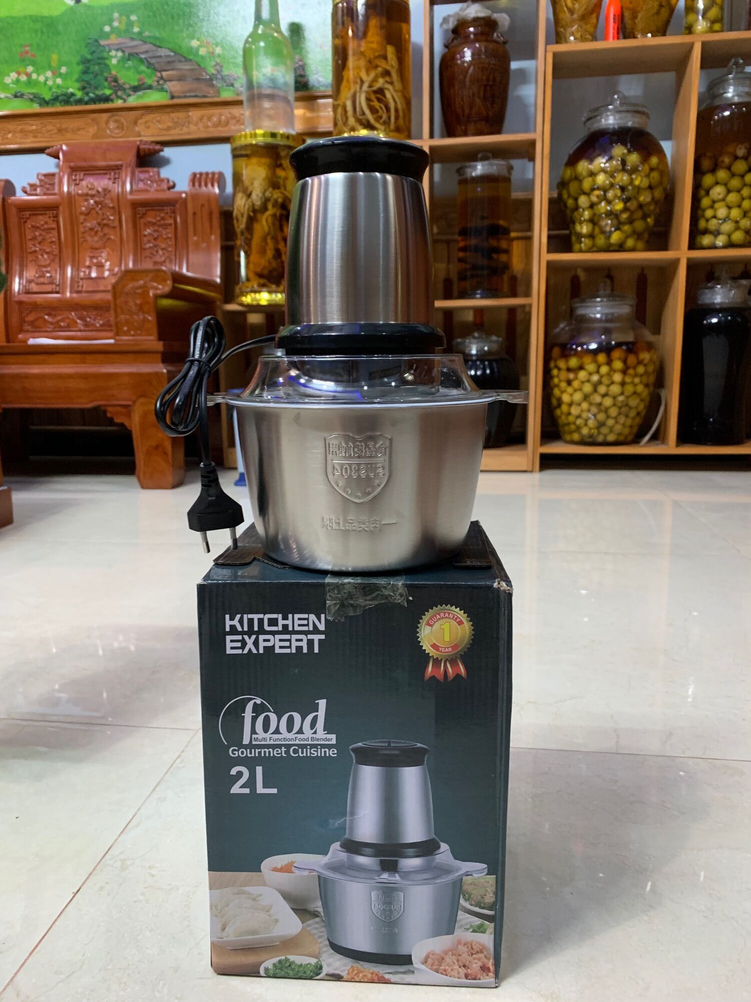 Máy xay thịt đa năng Kitchen Expert cối inox cao cấp 2L