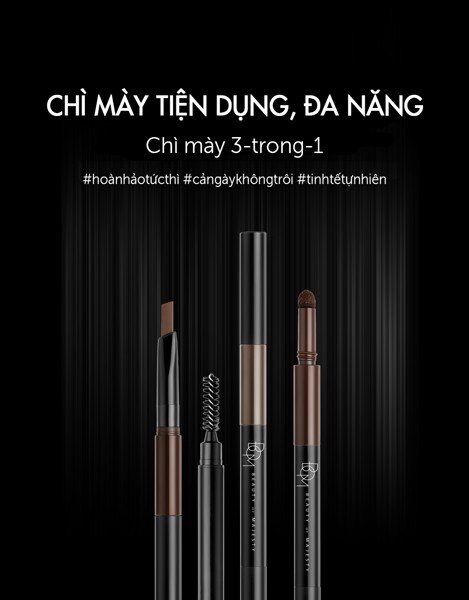 Chì Kẻ Mày B.O.M 3 In 1 Triple Edge Eye Brow