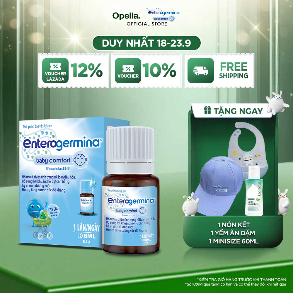 Men vi sinh Enterogermina Baby Comfort hỗ trợ cải thiện tình trạng rối loạn tiêu hóa ở trẻ nhỏ từ 0 tháng tuổi-Lọ 8ml