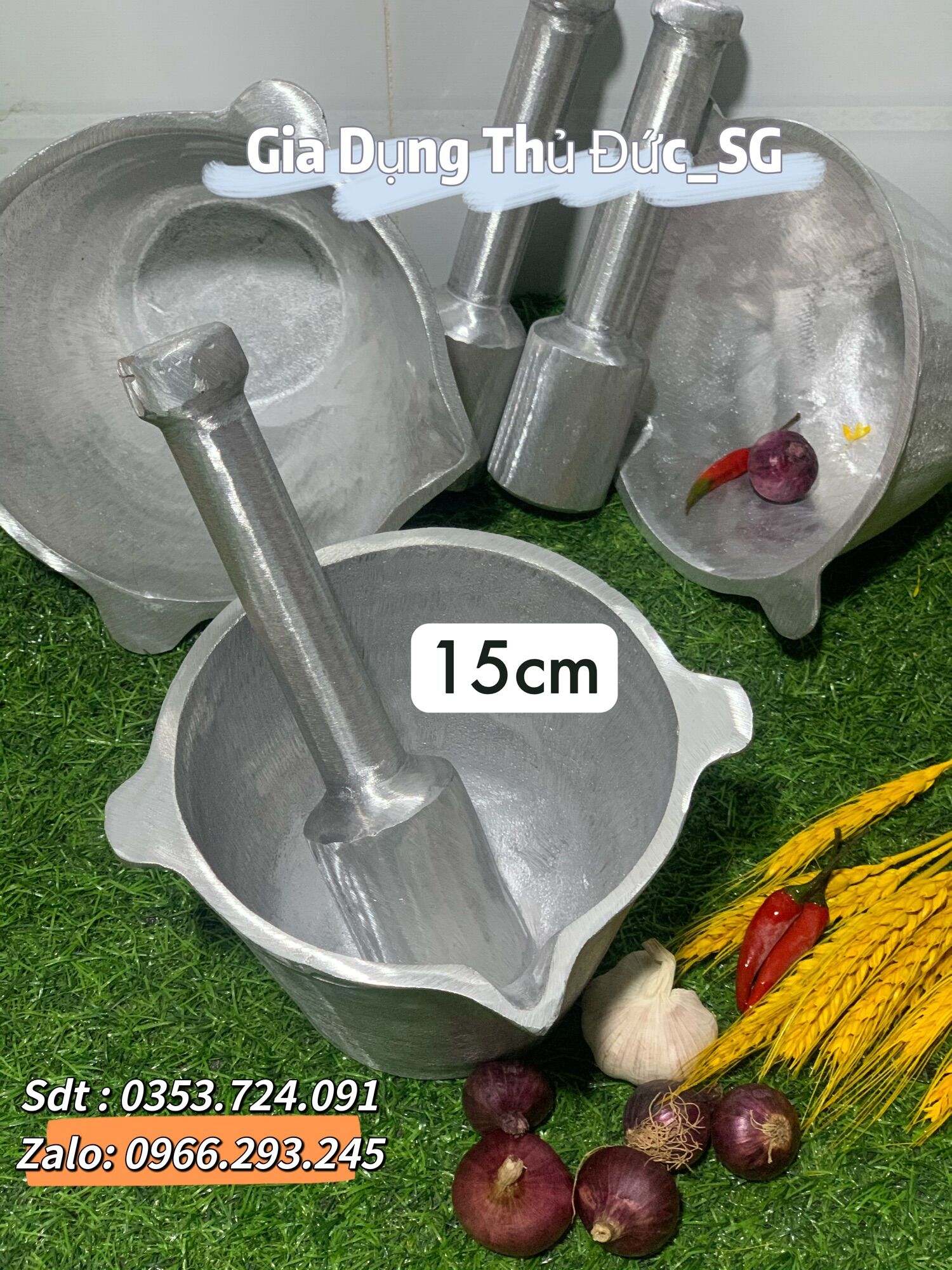 Chầy cối gang siêu bền - đâm hoài hư - 15cm