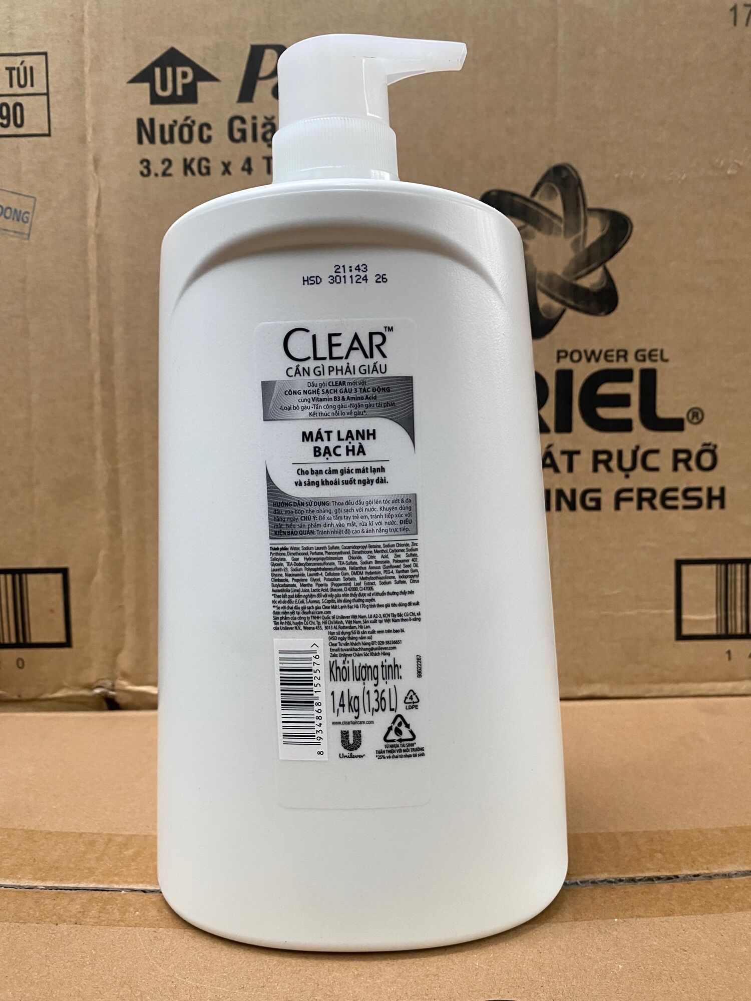 Dầu Gội CLEAR Bạc Hà Mát Lạnh 1,4kg (xanh lá)