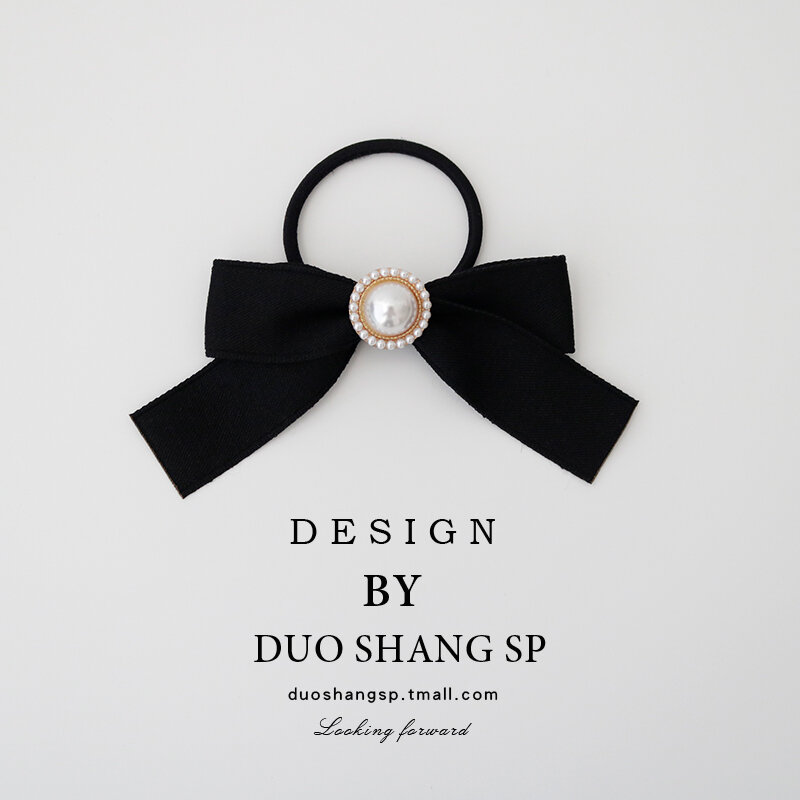 Dây buộc tóc ngọc trai nơ bướm phong cách nữ thần kiểu pháp dây chun buộc tóc phụ kiện tóc phong cách chanel cổ điển đầu maruko dây buộc tóc