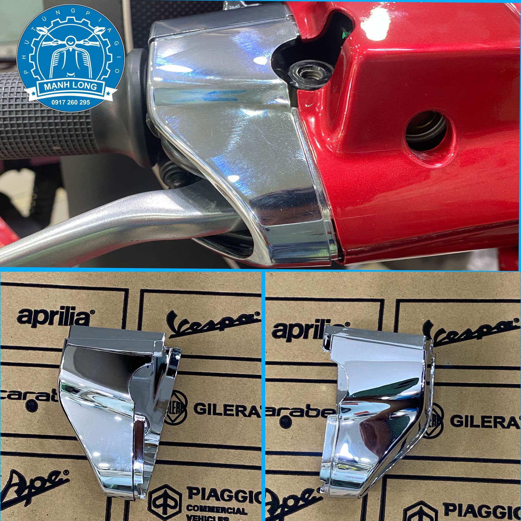 Ốp cùm công tắc Vespa sprint, Vespa primavera mạ crom bóng cao cấp