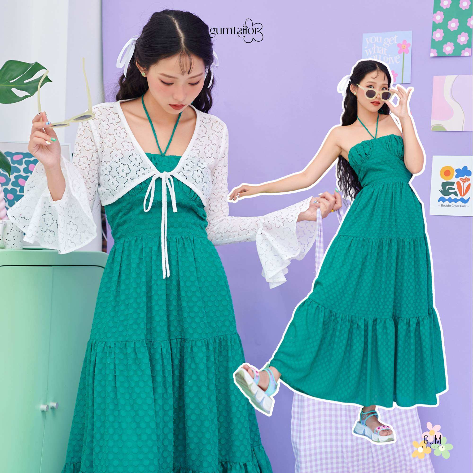 Áo khoác cardigan ren tay dài bèo rũ “ren cardigan” by gum t