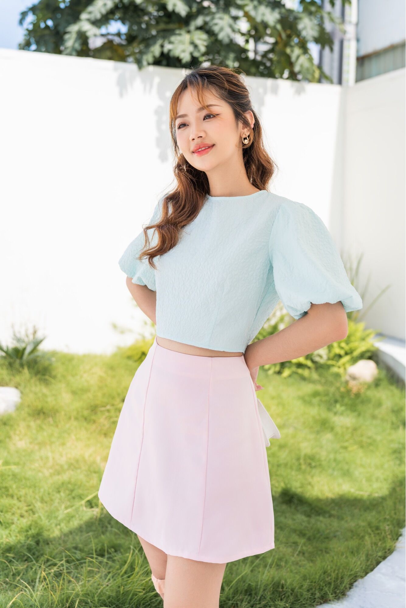 Ceci Cela - Áo Tay Bồng Crop Top Simi