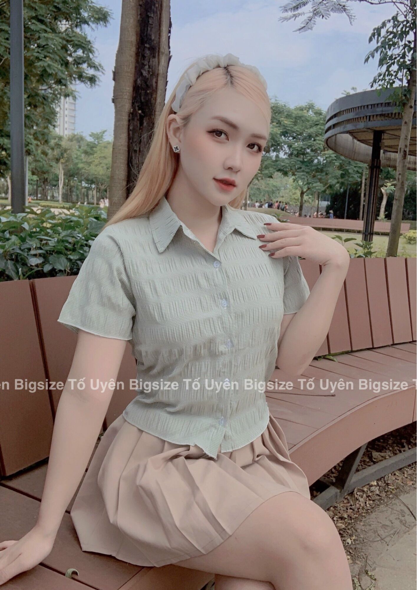 Áo sơ mi nhăn croptop độc lạ #22