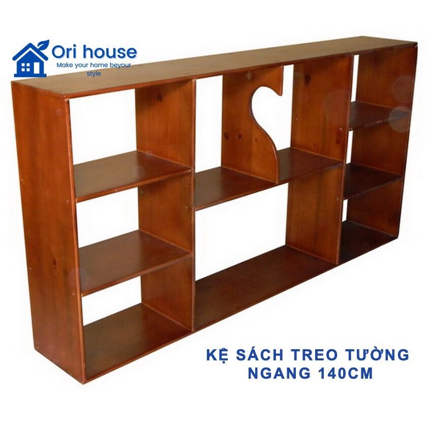 Kệ sách treo tương 140cm gỗ cao su kiểu mới
