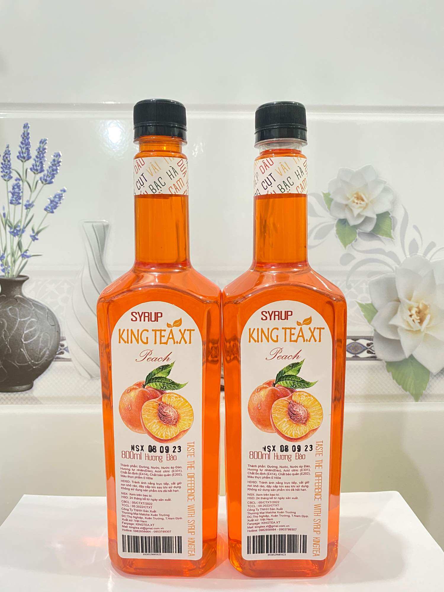 Siro đào kingtea.xt - chai 800ml