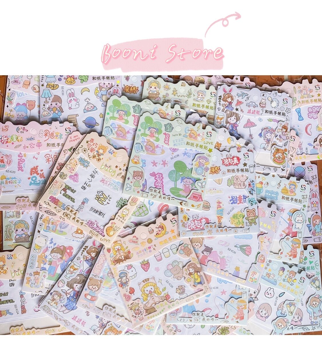 Set 3 tấm sticker cắt sẵn đáng yêu